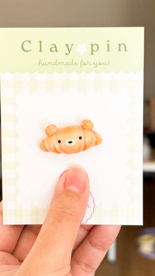 Bear Croissant Clay Pin