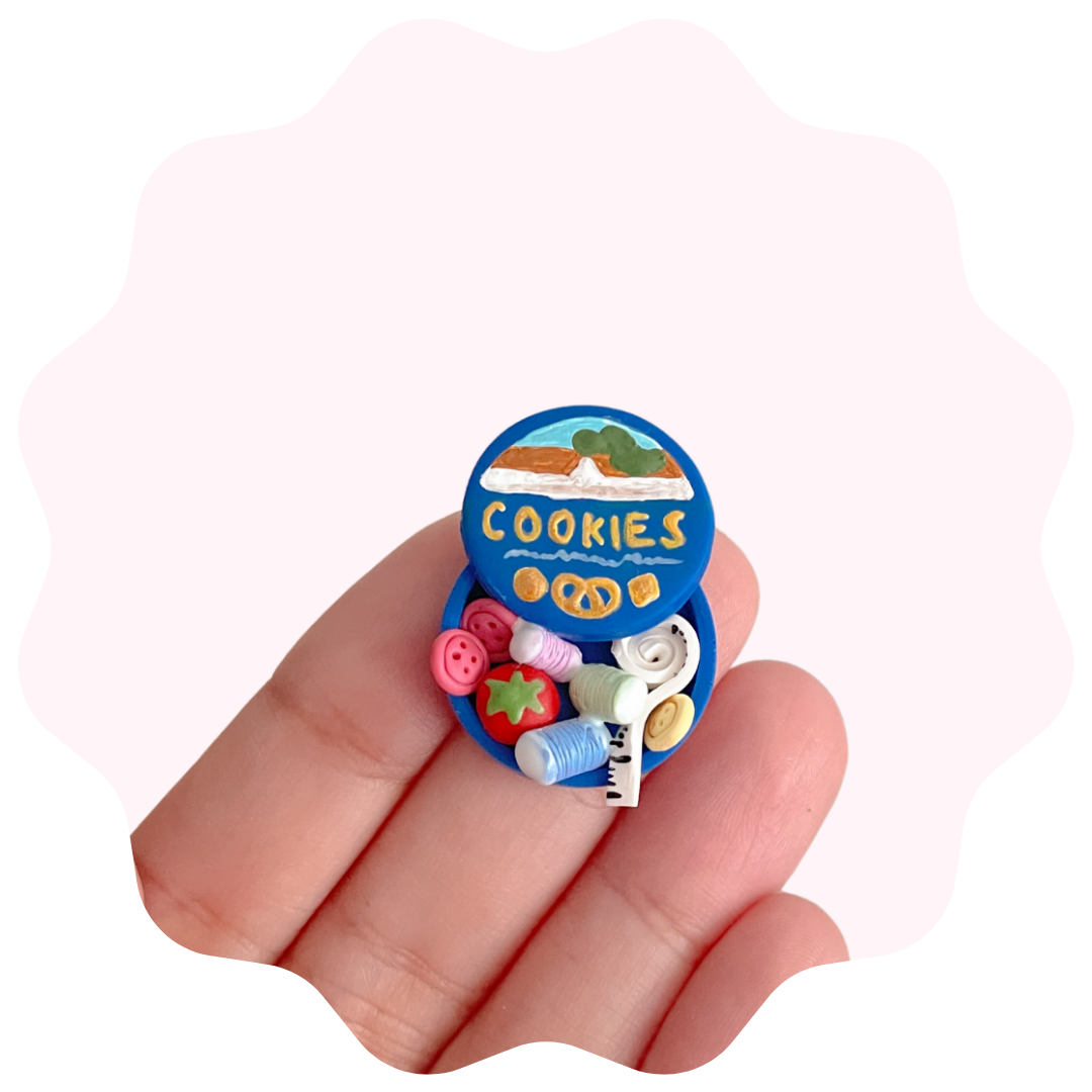 Cookie Tin Clay pin