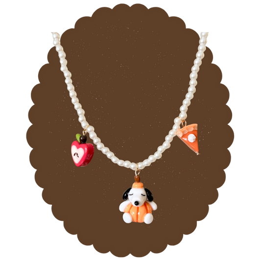 Pumpkin Esnoopy Autumn Charm Necklace