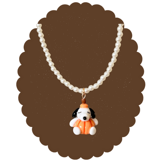 Pumpkin Esnoopy Charm Necklace