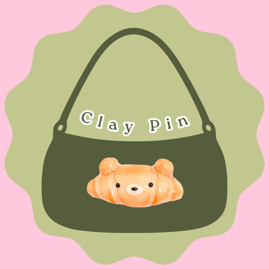 Bear Croissant Clay Pin